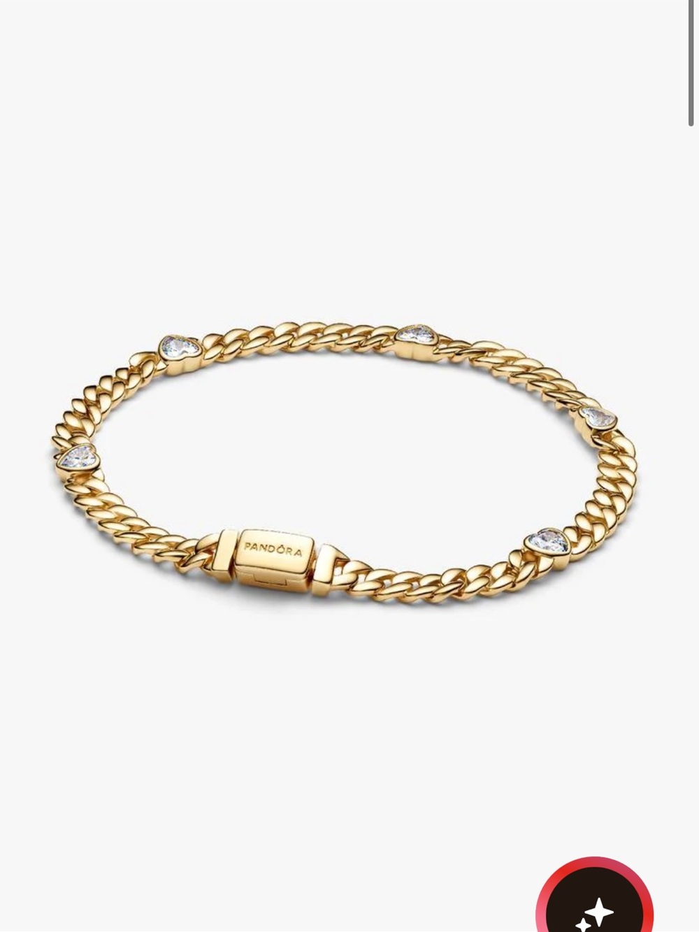 Pandora Gold Chain Bracelet with Crystal Heart Accents - Gold